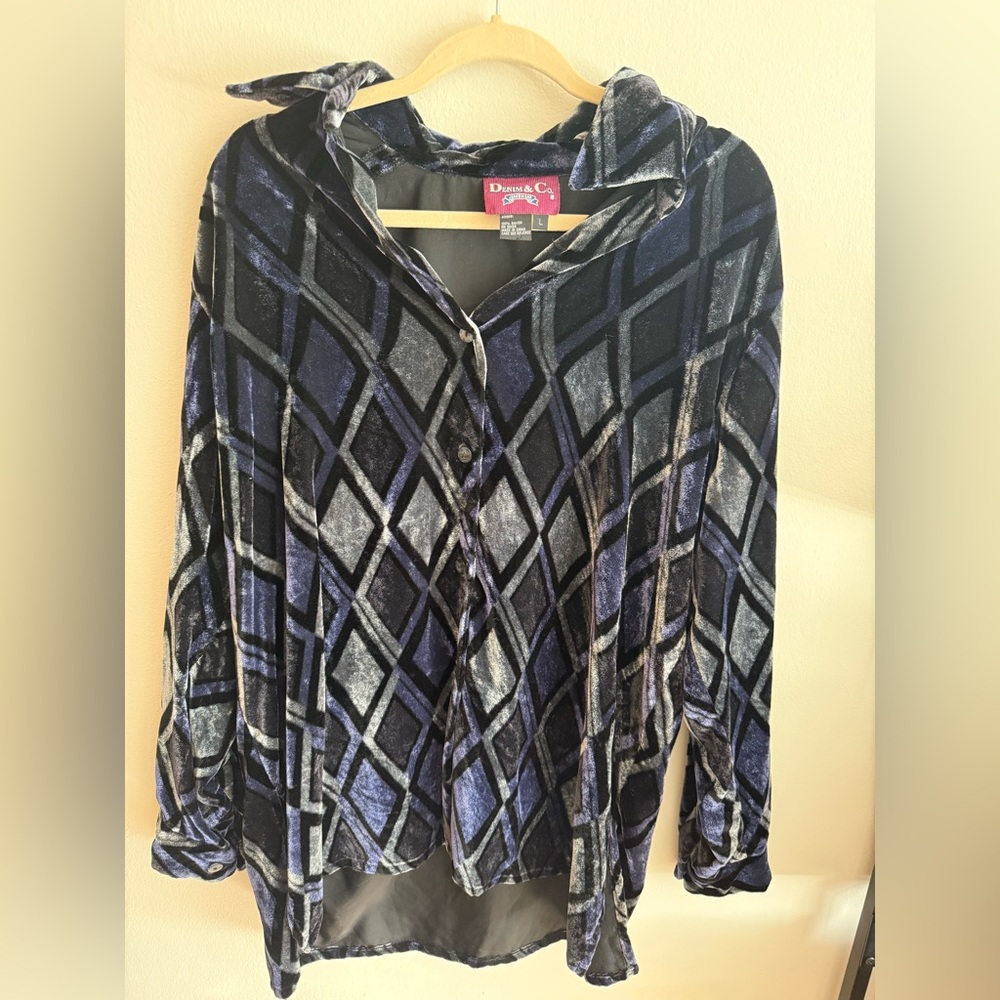 Denim&Co Midnight Velvet Dress Shirt